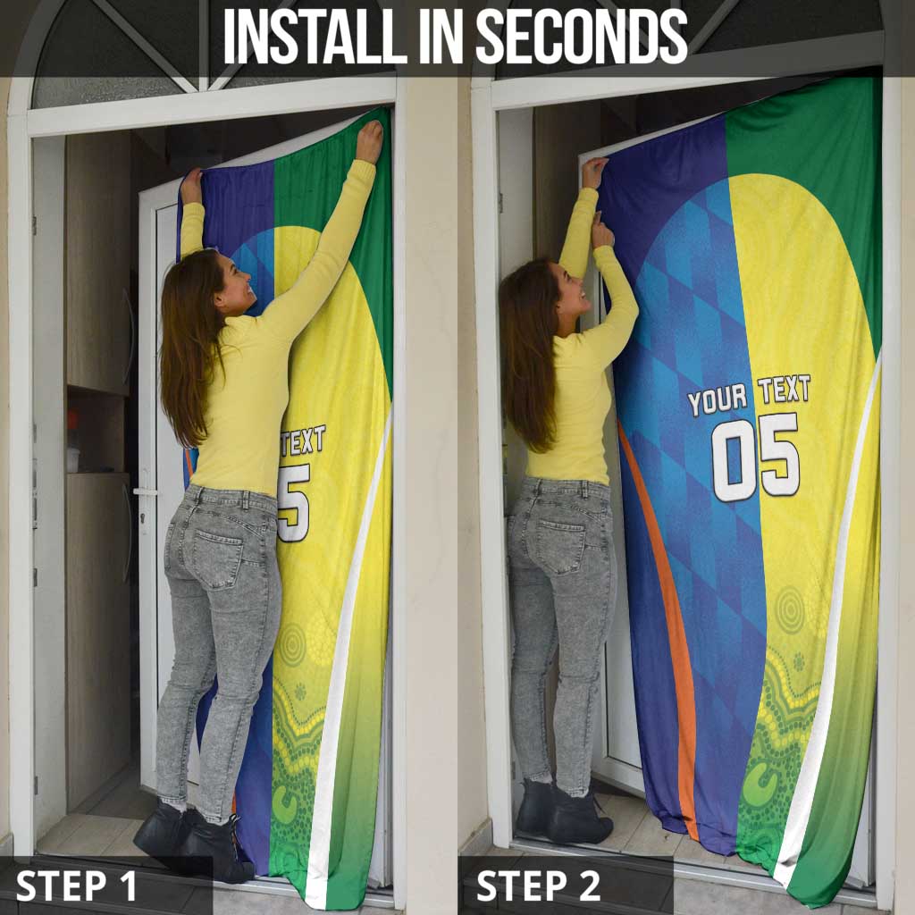 Custom Australia And India Cricket Door Cover Ashoka Chakra With Aboriginal - Wonder Print Shop