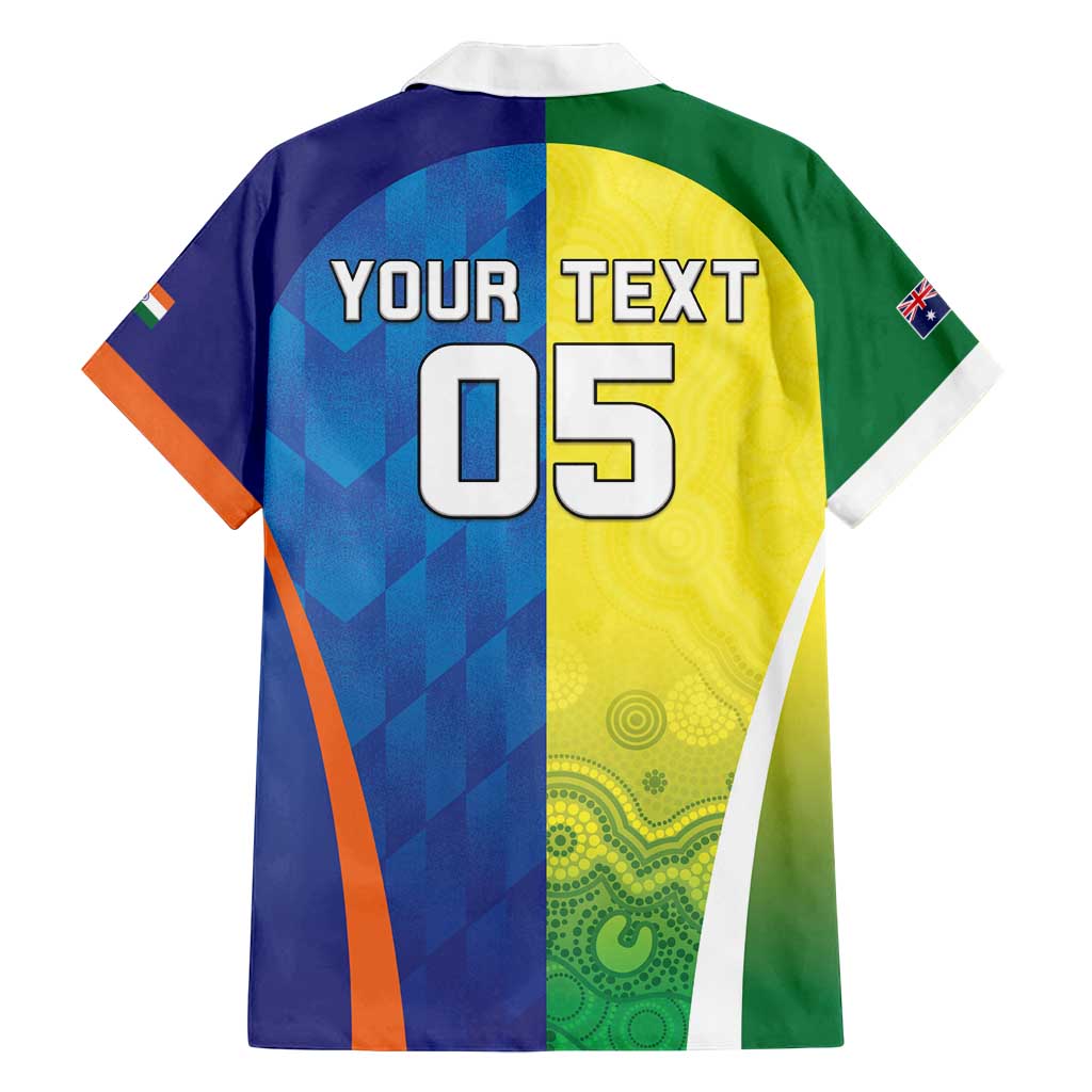 Custom Australia And India Cricket Family Matching Long Sleeve Bodycon Dress and Hawaiian Shirt Ashoka Chakra With Aboriginal - Wonder Print Shop