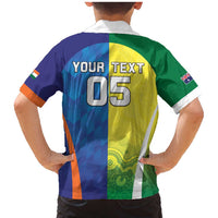 Custom Australia And India Cricket Family Matching Mermaid Dress and Hawaiian Shirt Ashoka Chakra With Aboriginal - Wonder Print Shop