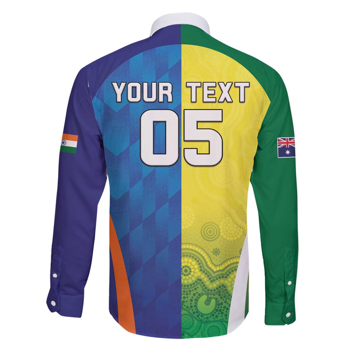 Custom Australia And India Cricket Family Matching Off The Shoulder Long Sleeve Dress and Hawaiian Shirt Ashoka Chakra With Aboriginal - Wonder Print Shop