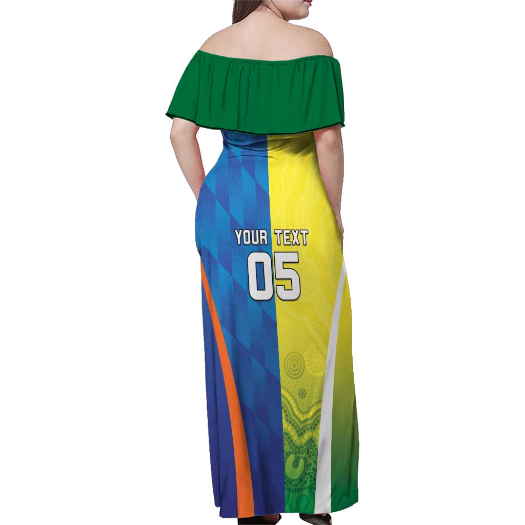 Custom Australia And India Cricket Family Matching Off Shoulder Maxi Dress and Hawaiian Shirt Ashoka Chakra With Aboriginal - Wonder Print Shop