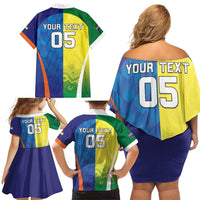 Custom Australia And India Cricket Family Matching Off Shoulder Short Dress and Hawaiian Shirt Ashoka Chakra With Aboriginal - Wonder Print Shop