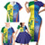 Custom Australia And India Cricket Family Matching Short Sleeve Bodycon Dress and Hawaiian Shirt Ashoka Chakra With Aboriginal - Wonder Print Shop