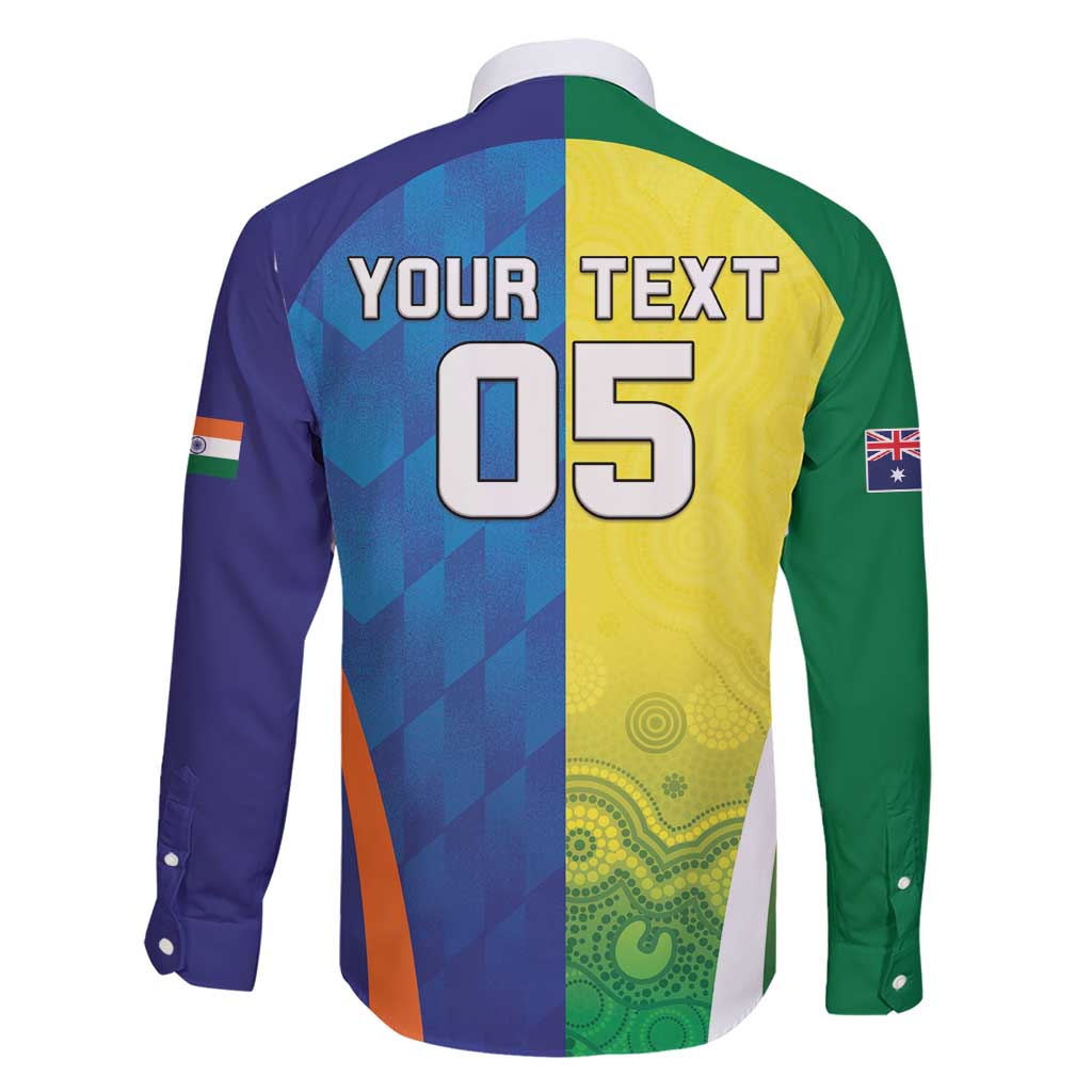 Custom Australia And India Cricket Family Matching Short Sleeve Bodycon Dress and Hawaiian Shirt Ashoka Chakra With Aboriginal - Wonder Print Shop