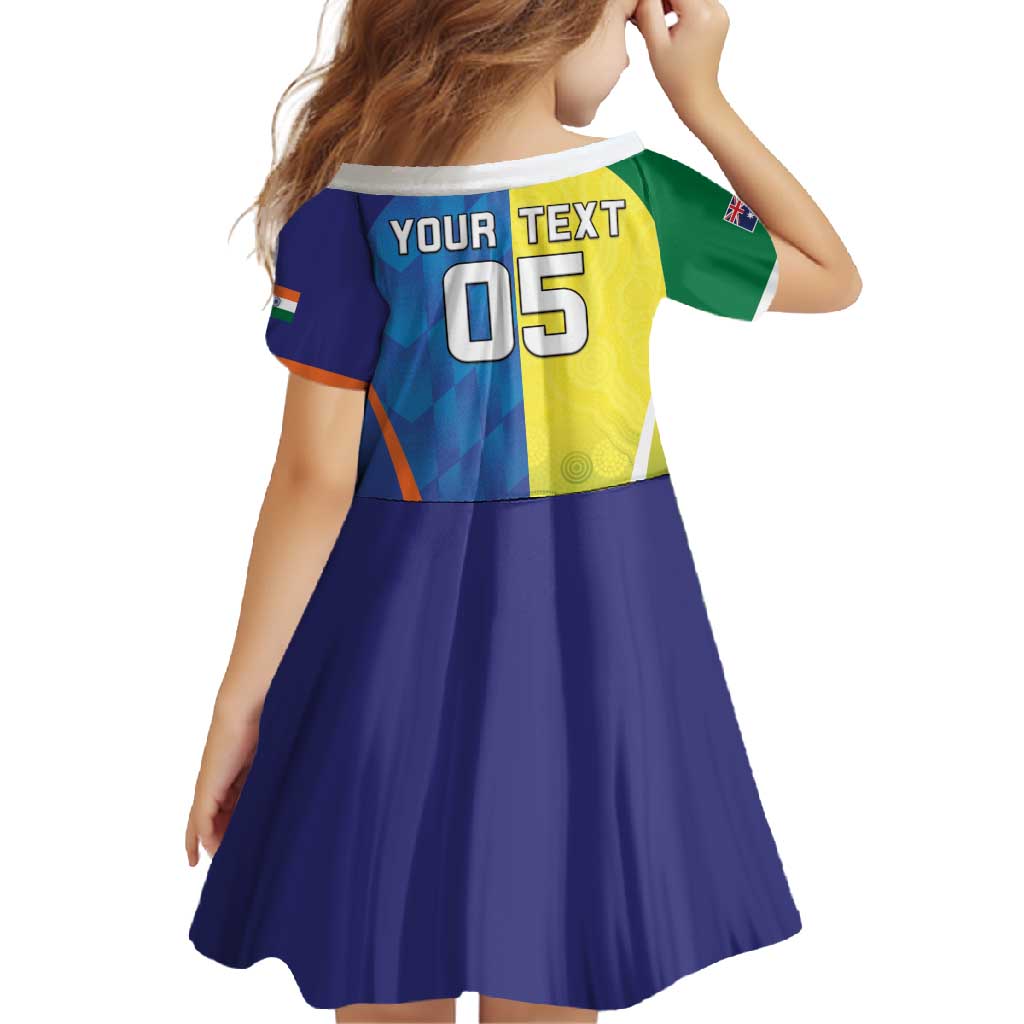 Custom Australia And India Cricket Family Matching Tank Maxi Dress and Hawaiian Shirt Ashoka Chakra With Aboriginal - Wonder Print Shop