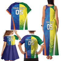 Custom Australia And India Cricket Family Matching Tank Maxi Dress and Hawaiian Shirt Ashoka Chakra With Aboriginal - Wonder Print Shop