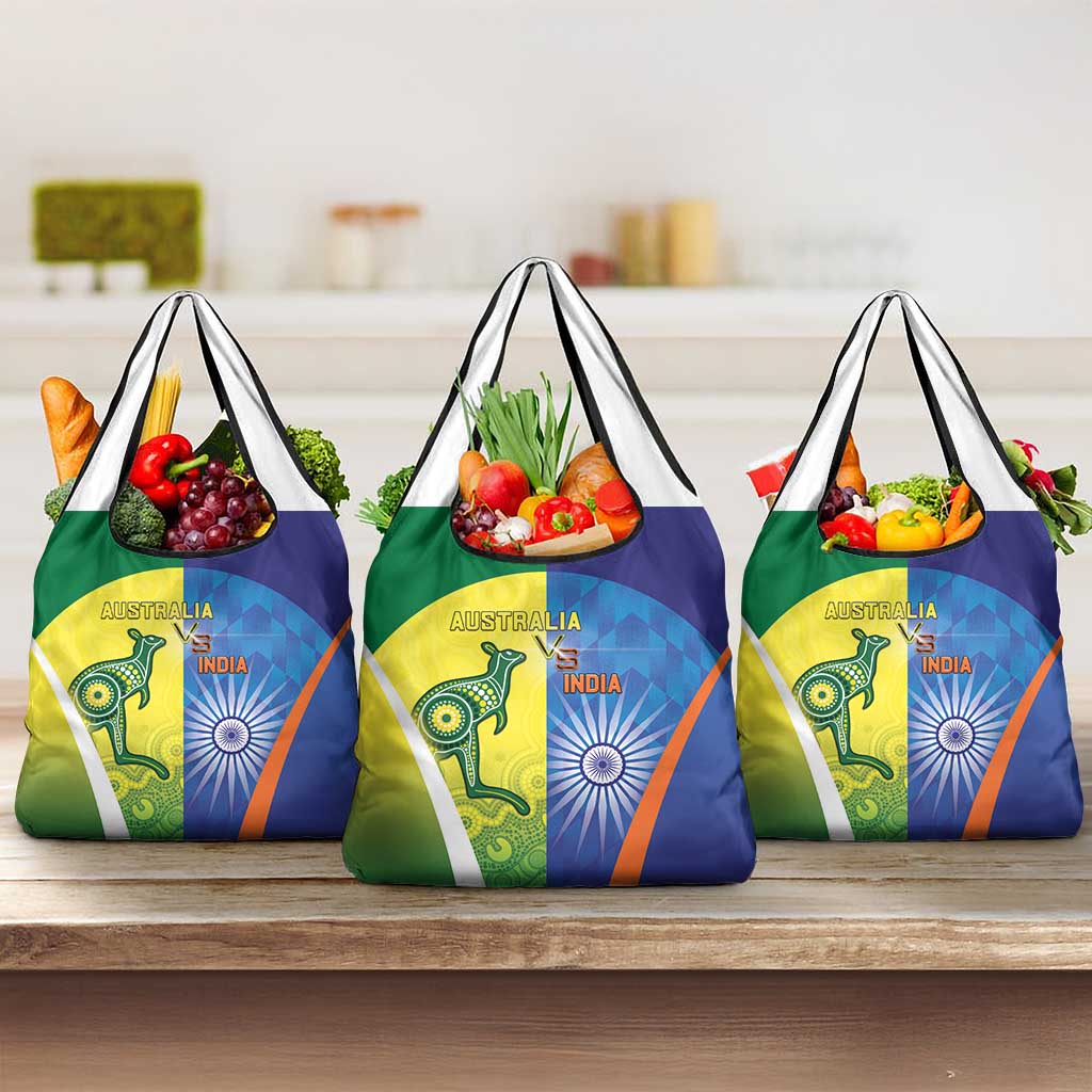 Australia And India Cricket Grocery Bag Ashoka Chakra With Aboriginal - Wonder Print Shop