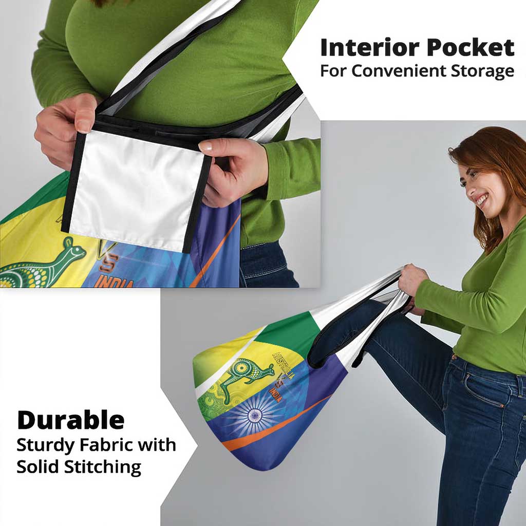 Australia And India Cricket Grocery Bag Ashoka Chakra With Aboriginal - Wonder Print Shop