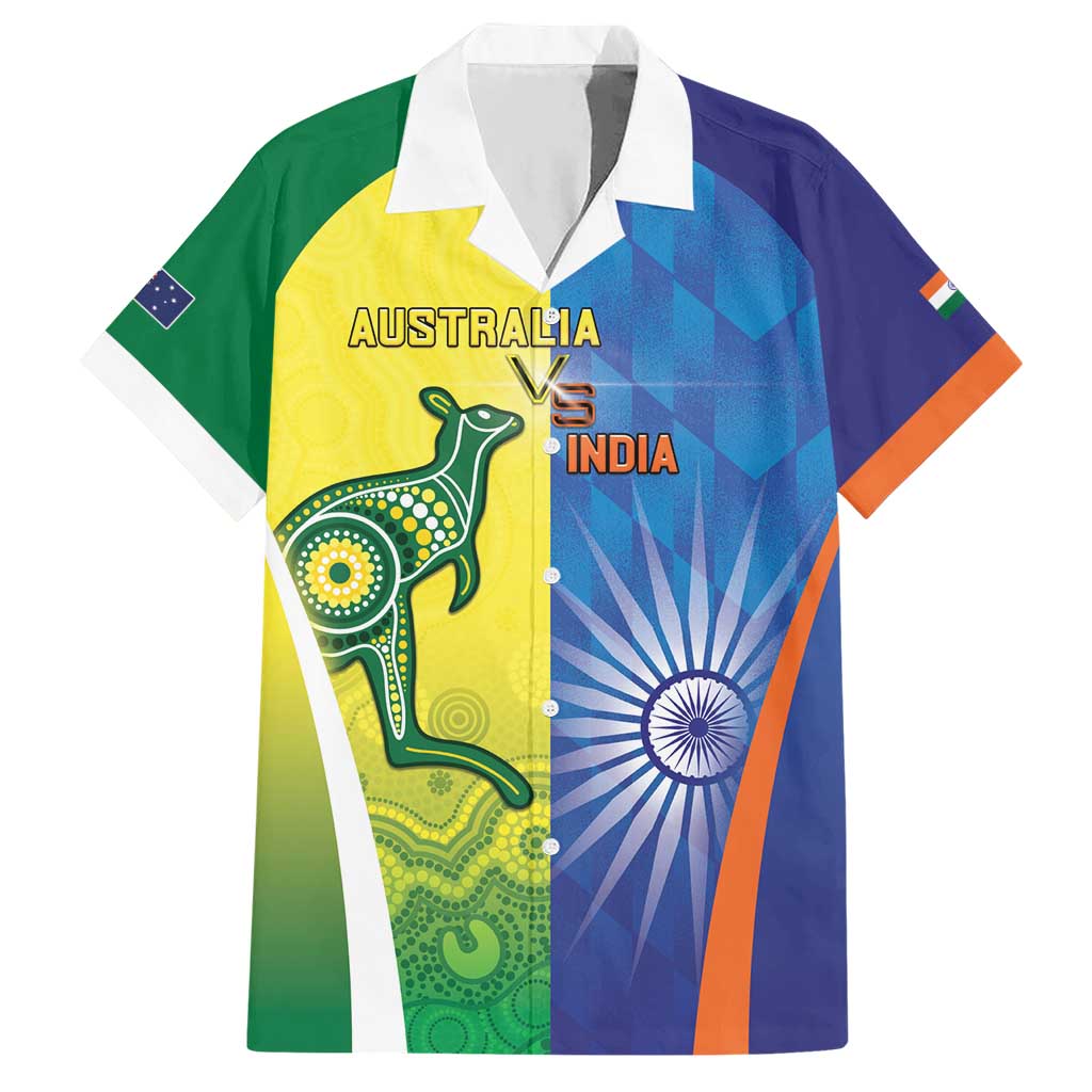 Custom Australia And India Cricket Hawaiian Shirt Ashoka Chakra With Aboriginal - Wonder Print Shop