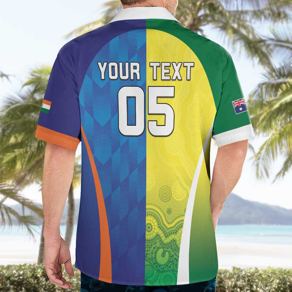 Custom Australia And India Cricket Hawaiian Shirt Ashoka Chakra With Aboriginal - Wonder Print Shop