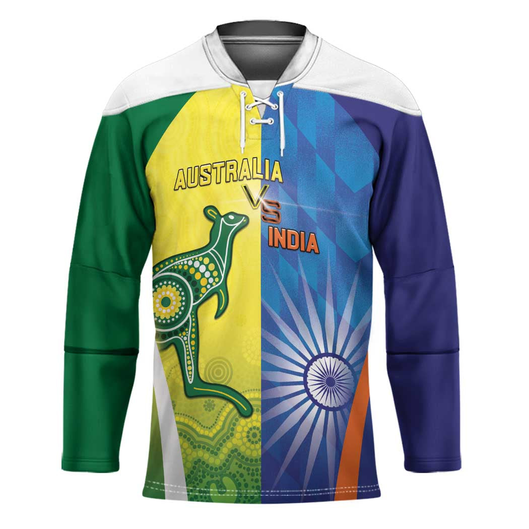 Custom Australia And India Cricket Hockey Jersey Ashoka Chakra With Aboriginal - Wonder Print Shop