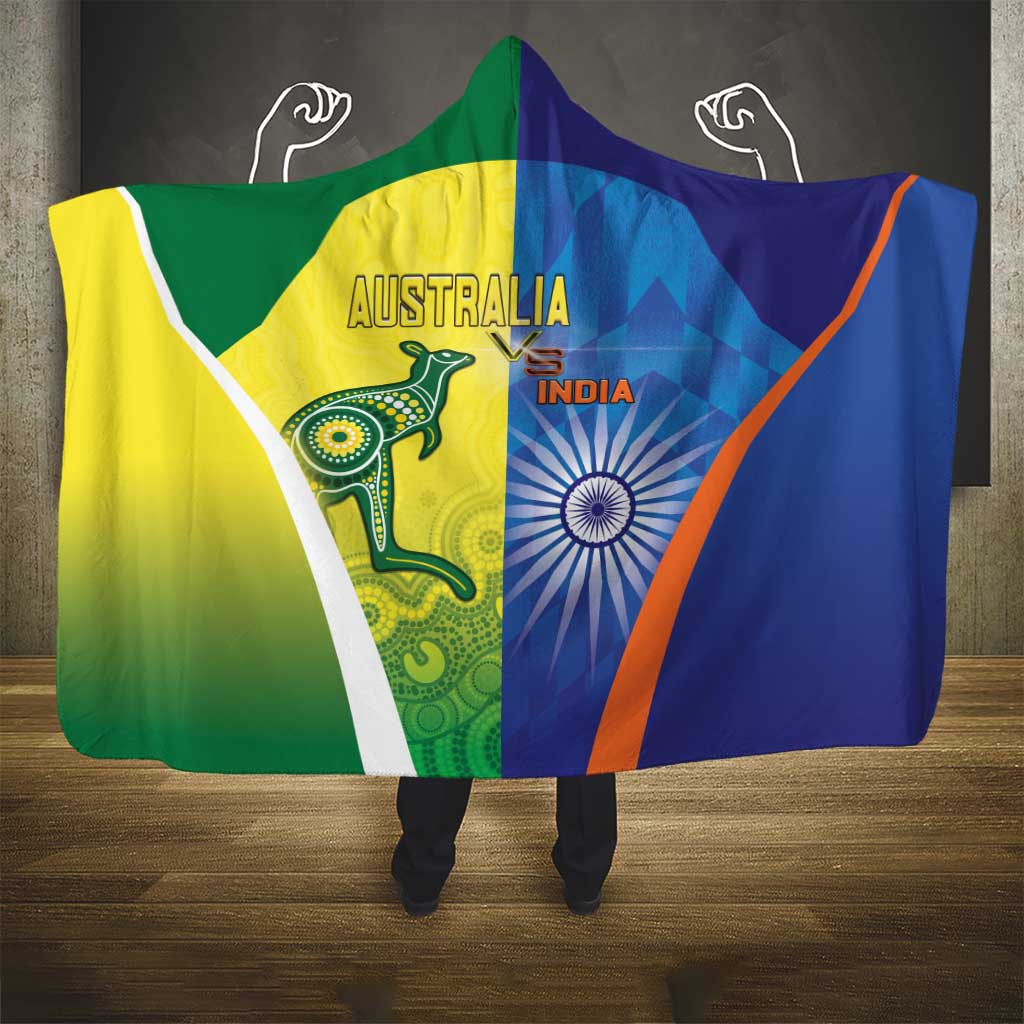 Australia And India Cricket Hooded Blanket Ashoka Chakra With Aboriginal - Wonder Print Shop