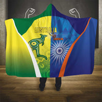 Australia And India Cricket Hooded Blanket Ashoka Chakra With Aboriginal - Wonder Print Shop