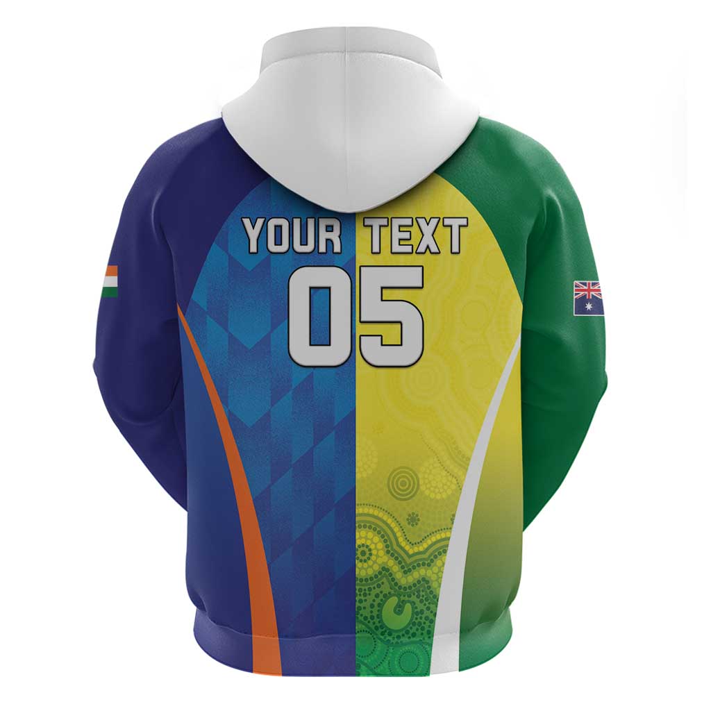 Custom Australia And India Cricket Hoodie Ashoka Chakra With Aboriginal - Wonder Print Shop