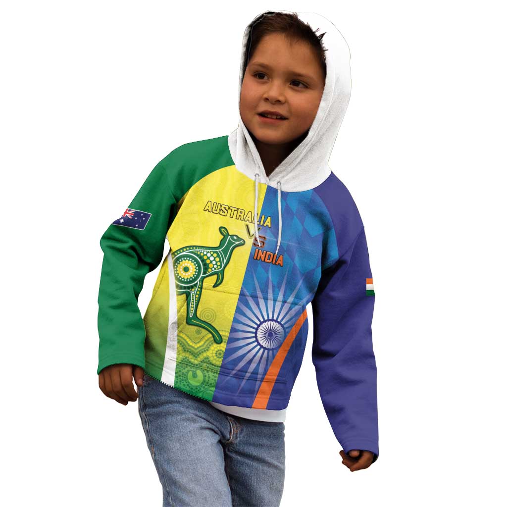 Custom Australia And India Cricket Kid Hoodie Ashoka Chakra With Aboriginal - Wonder Print Shop