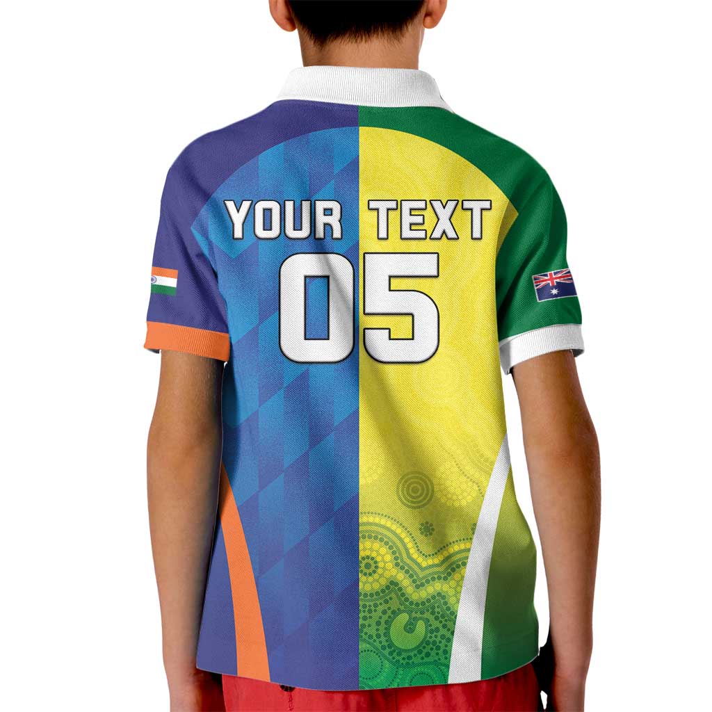 Custom Australia And India Cricket Kid Polo Shirt Ashoka Chakra With Aboriginal - Wonder Print Shop