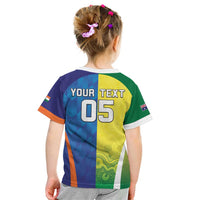 Custom Australia And India Cricket Kid T Shirt Ashoka Chakra With Aboriginal - Wonder Print Shop