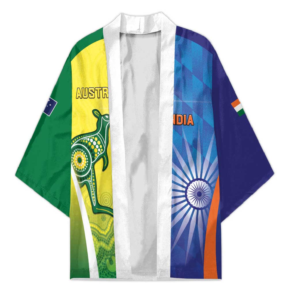 Custom Australia And India Cricket Kimono Ashoka Chakra With Aboriginal - Wonder Print Shop