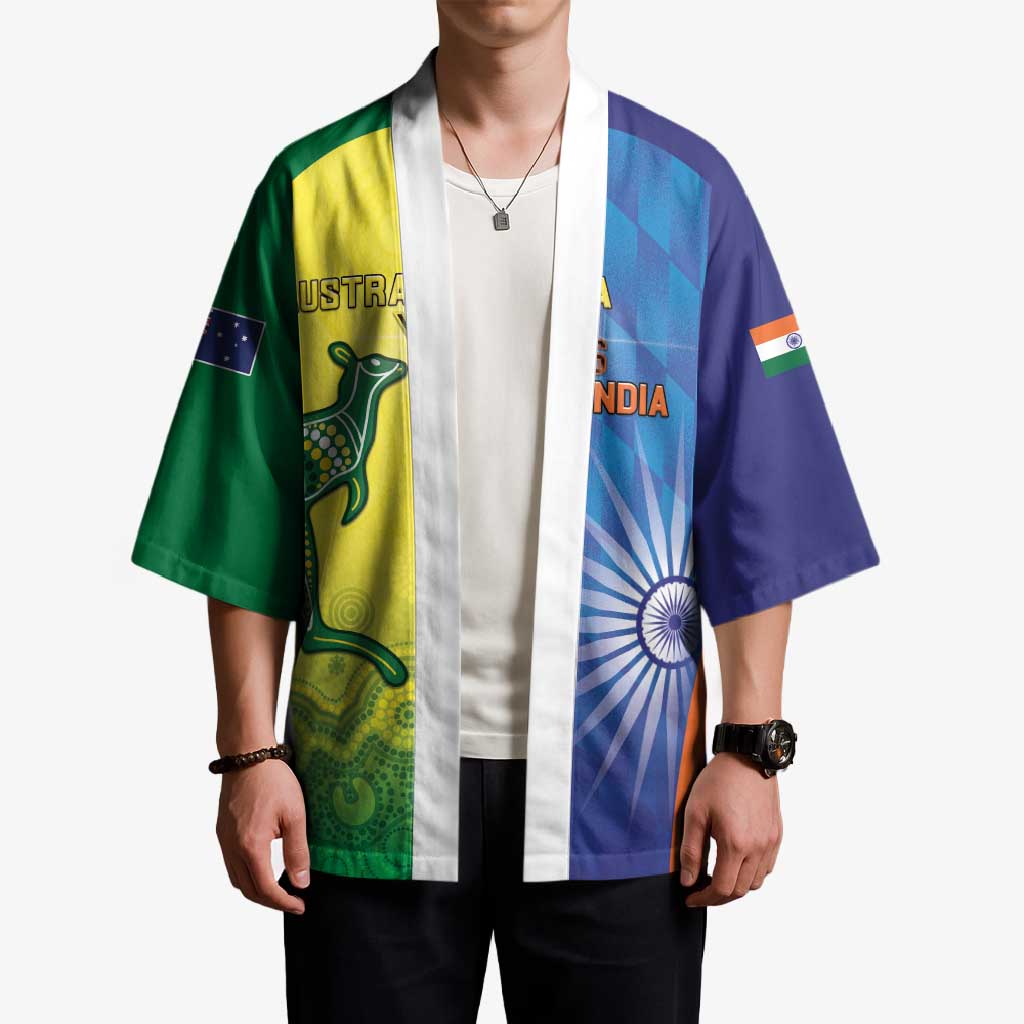 Custom Australia And India Cricket Kimono Ashoka Chakra With Aboriginal - Wonder Print Shop