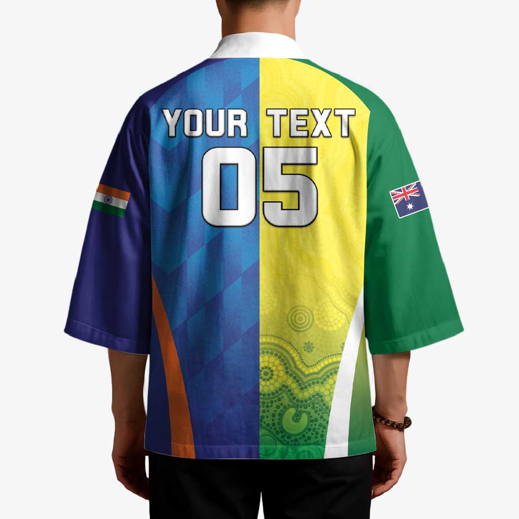 Custom Australia And India Cricket Kimono Ashoka Chakra With Aboriginal - Wonder Print Shop