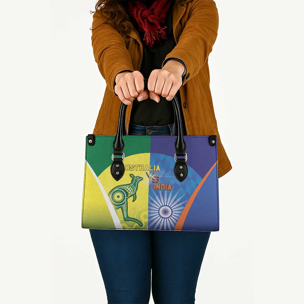 Australia And India Cricket Leather Bag Ashoka Chakra With Aboriginal - Wonder Print Shop