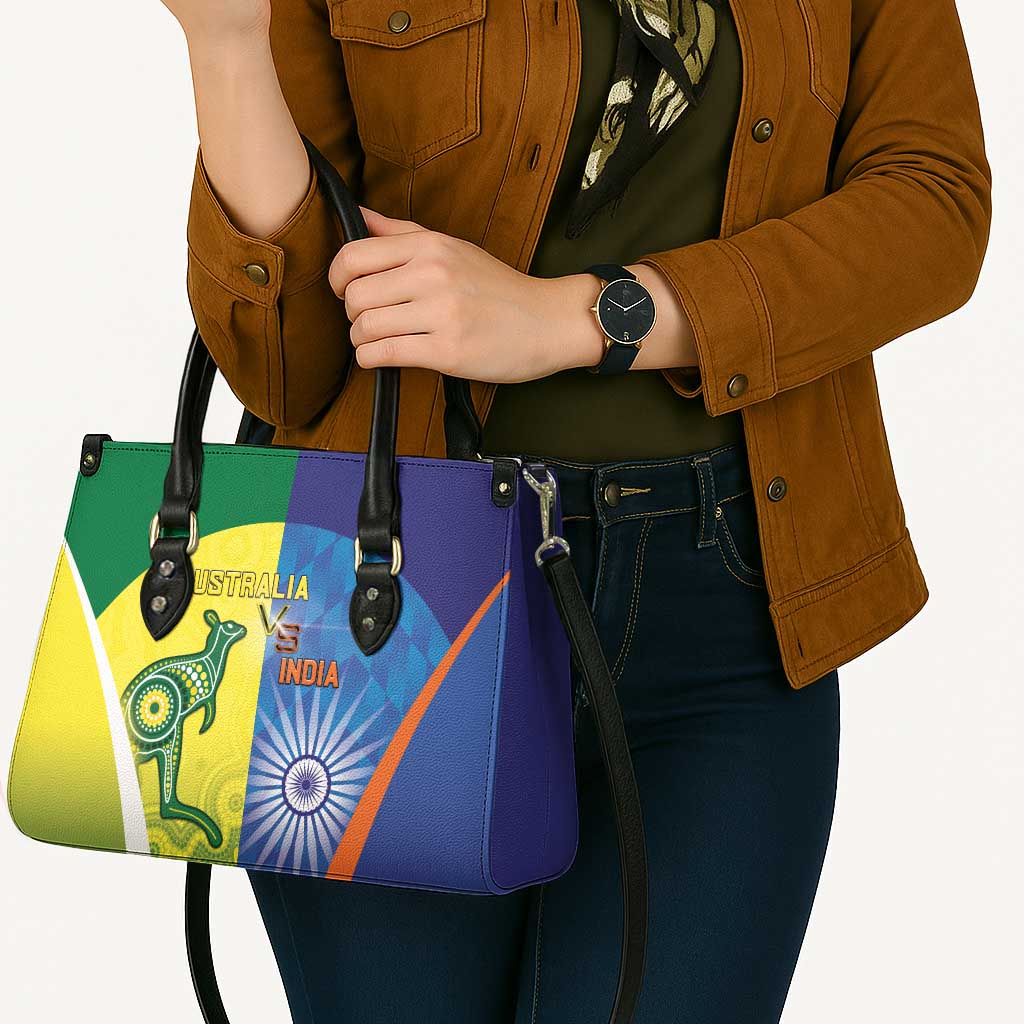 Australia And India Cricket Leather Bag Ashoka Chakra With Aboriginal - Wonder Print Shop