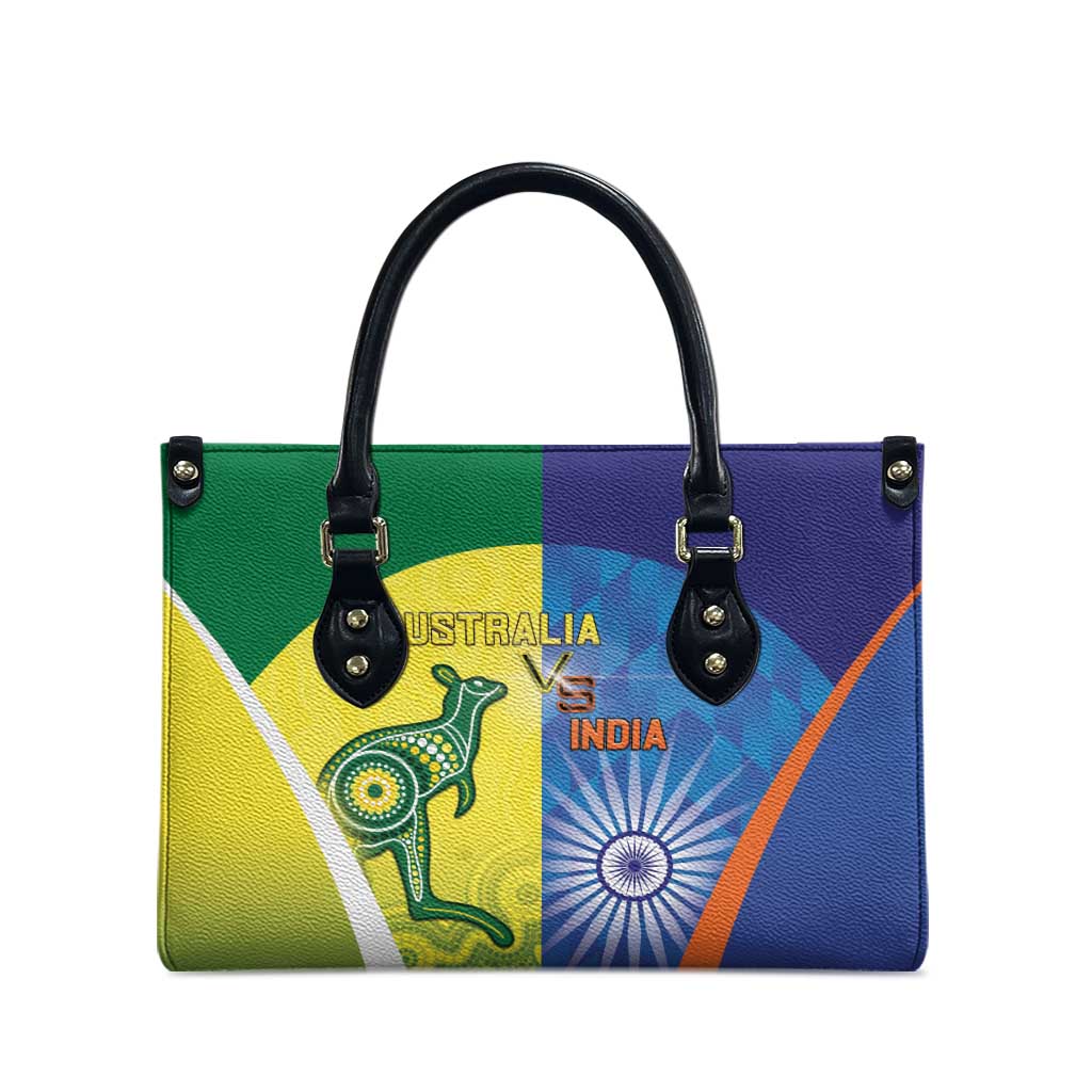Australia And India Cricket Leather Bag Ashoka Chakra With Aboriginal - Wonder Print Shop