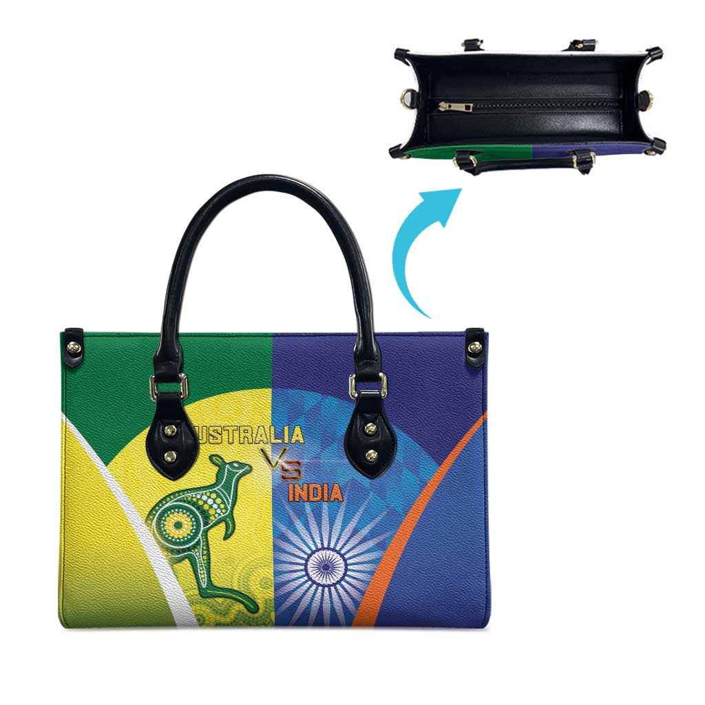 Australia And India Cricket Leather Bag Ashoka Chakra With Aboriginal - Wonder Print Shop