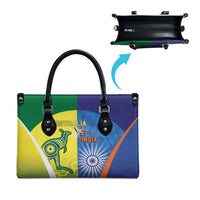 Australia And India Cricket Leather Bag Ashoka Chakra With Aboriginal - Wonder Print Shop