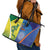 Australia And India Cricket Leather Tote Bag Ashoka Chakra With Aboriginal - Wonder Print Shop