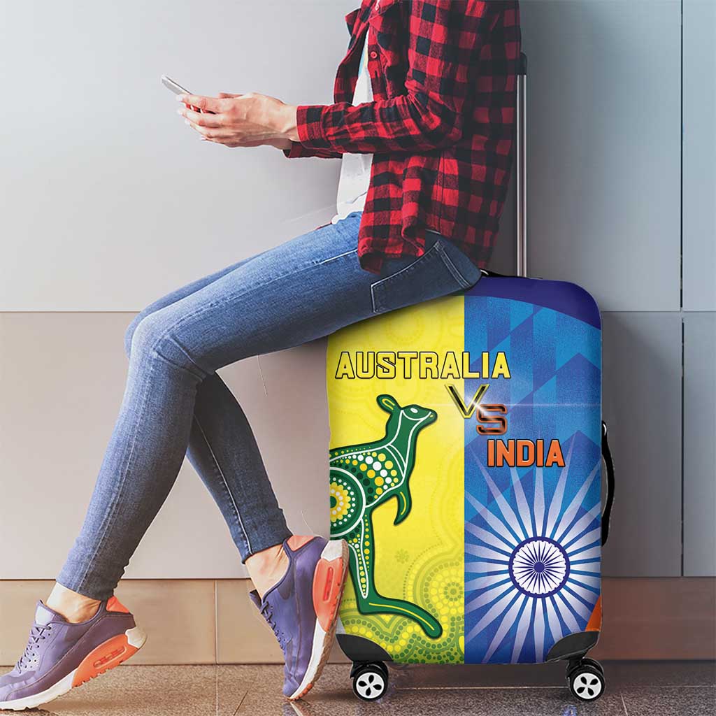 Australia And India Cricket Luggage Cover Ashoka Chakra With Aboriginal - Wonder Print Shop