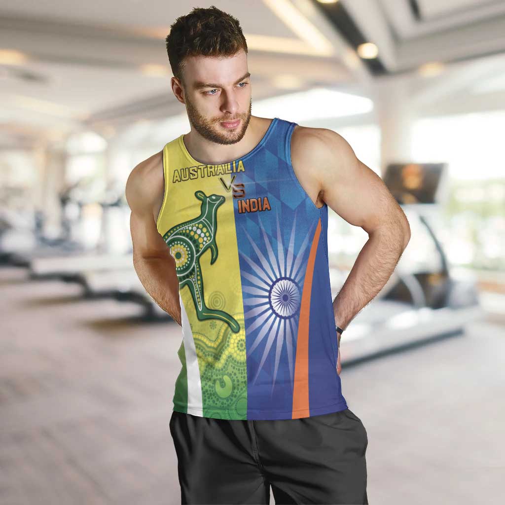 Custom Australia And India Cricket Men Tank Top Ashoka Chakra With Aboriginal - Wonder Print Shop