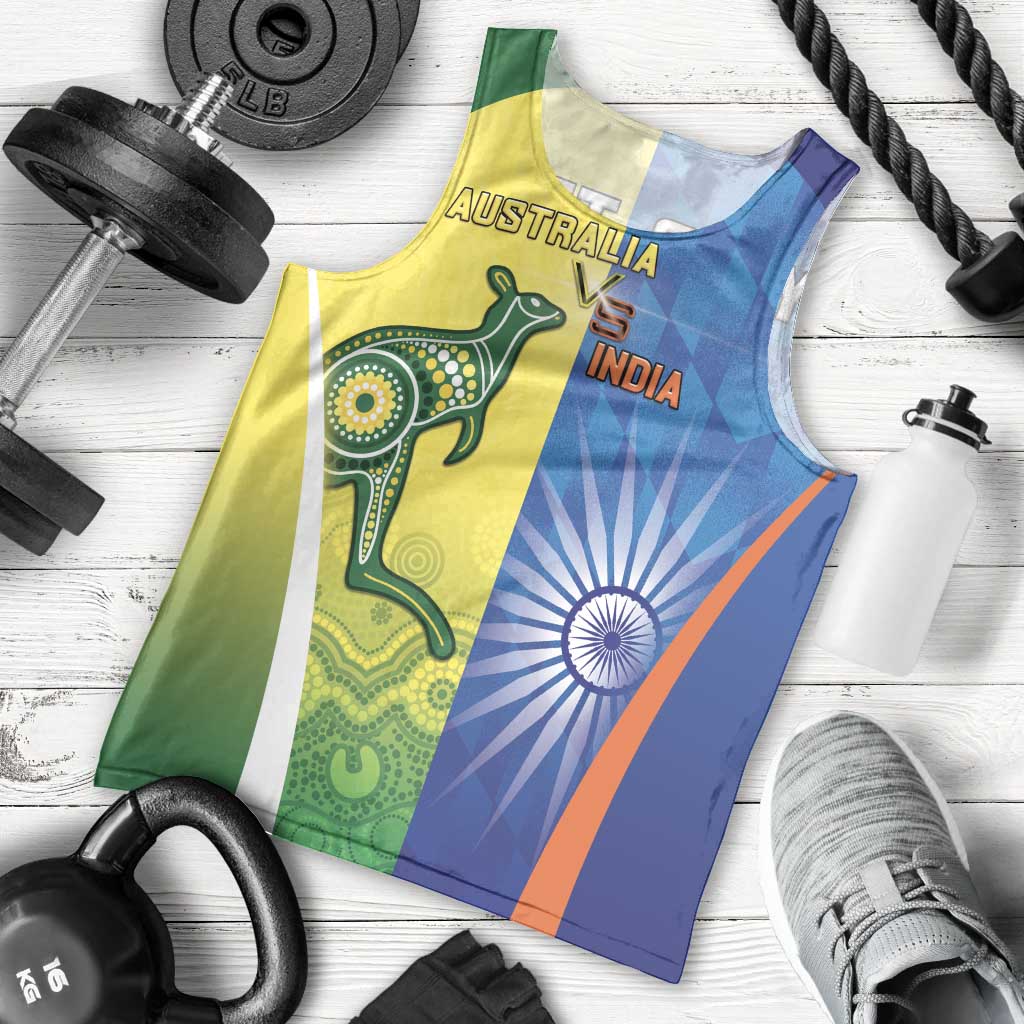 Custom Australia And India Cricket Men Tank Top Ashoka Chakra With Aboriginal - Wonder Print Shop