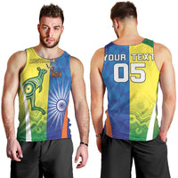 Custom Australia And India Cricket Men Tank Top Ashoka Chakra With Aboriginal - Wonder Print Shop