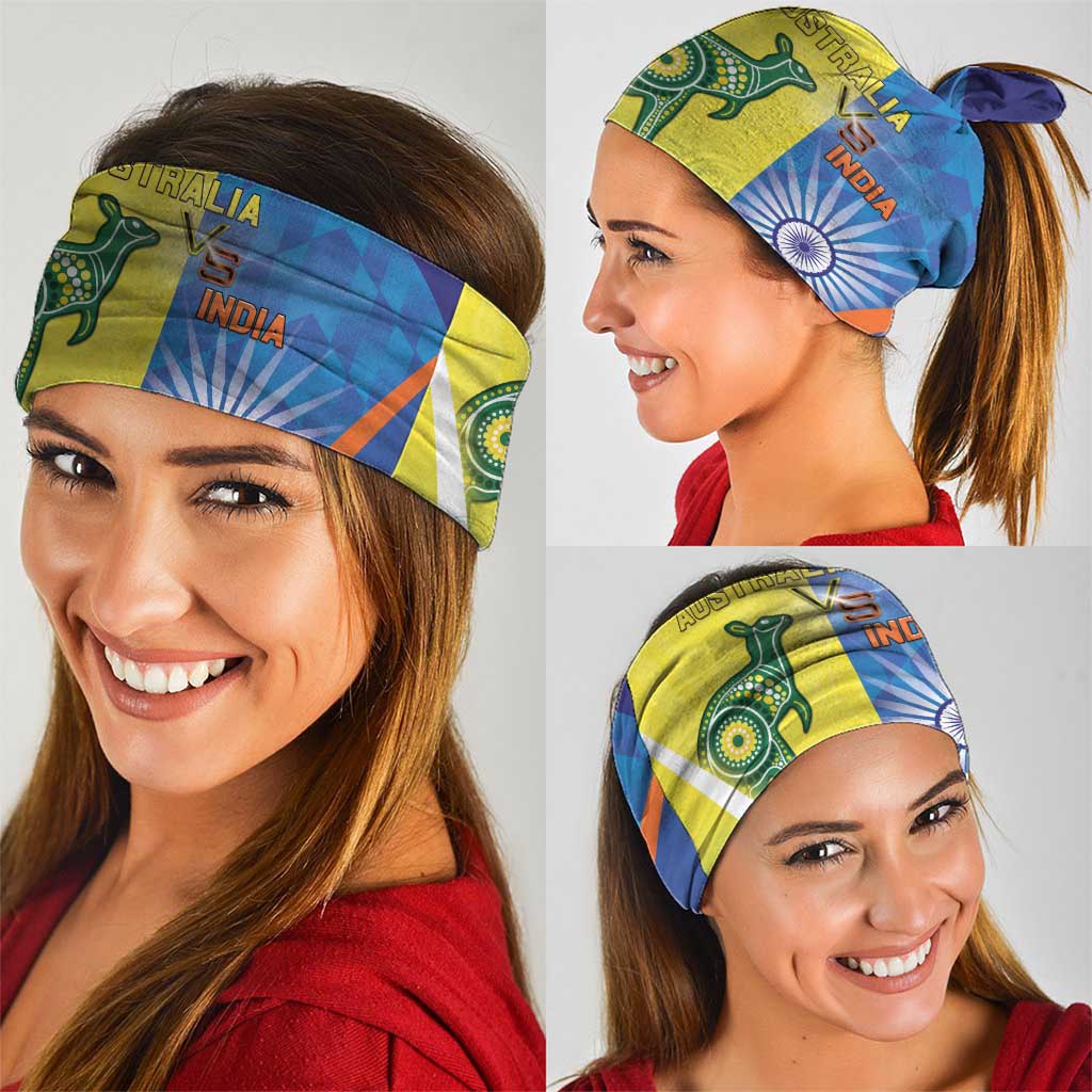 Australia And India Cricket Neck Gaiter Ashoka Chakra With Aboriginal - Wonder Print Shop