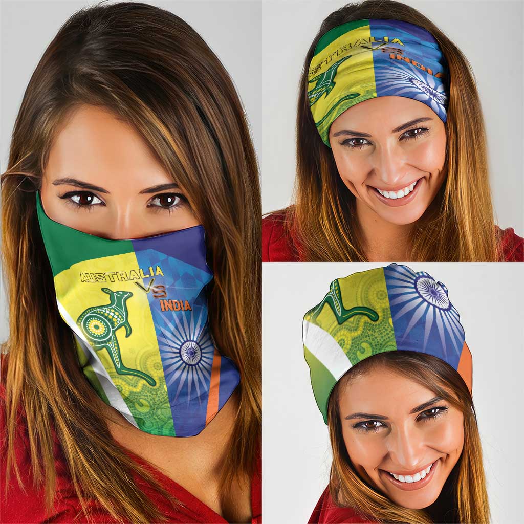 Australia And India Cricket Neck Gaiter Ashoka Chakra With Aboriginal - Wonder Print Shop