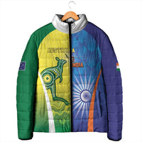 Custom Australia And India Cricket Padded Jacket Ashoka Chakra With Aboriginal - Wonder Print Shop