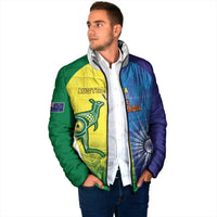 Custom Australia And India Cricket Padded Jacket Ashoka Chakra With Aboriginal - Wonder Print Shop