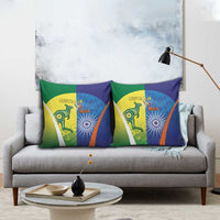 Australia And India Cricket Pillow Cover Ashoka Chakra With Aboriginal - Wonder Print Shop