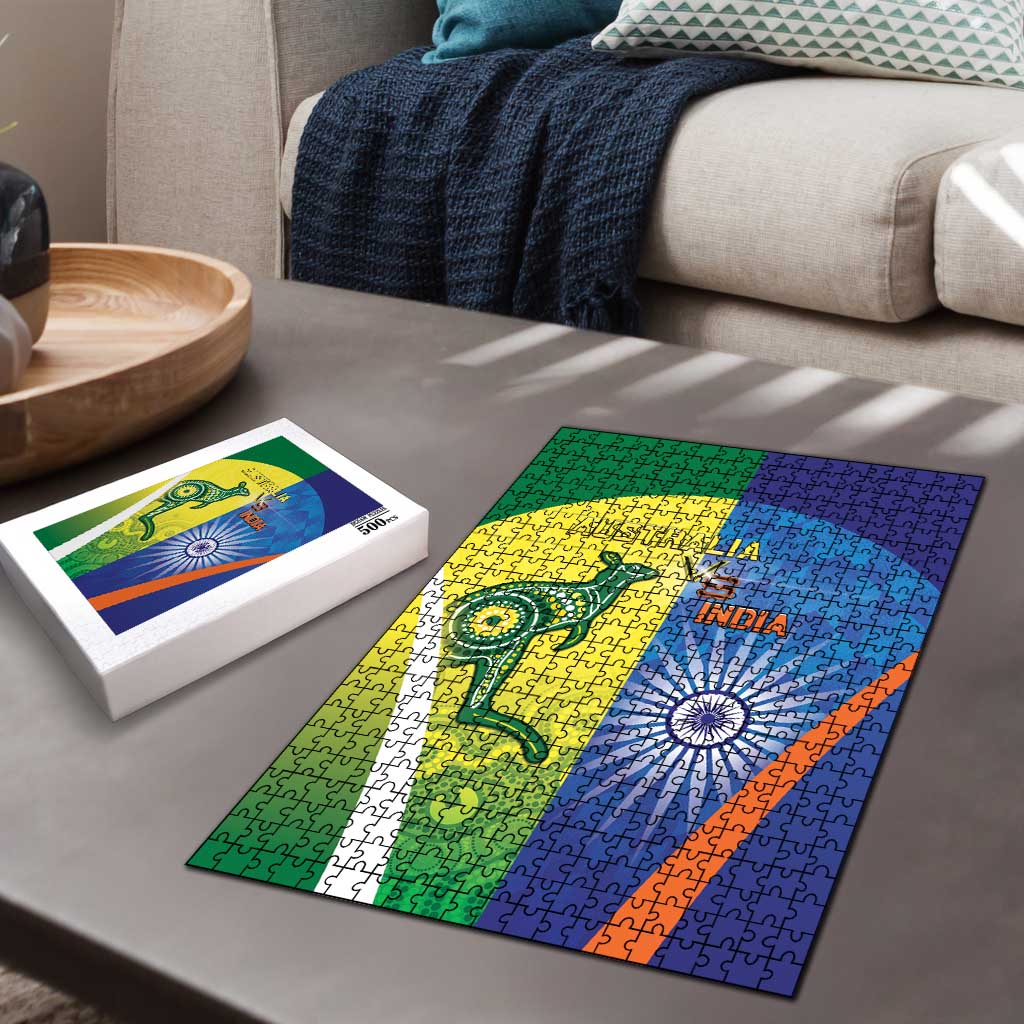 Australia And India Cricket Puzzle Ashoka Chakra With Aboriginal - Wonder Print Shop