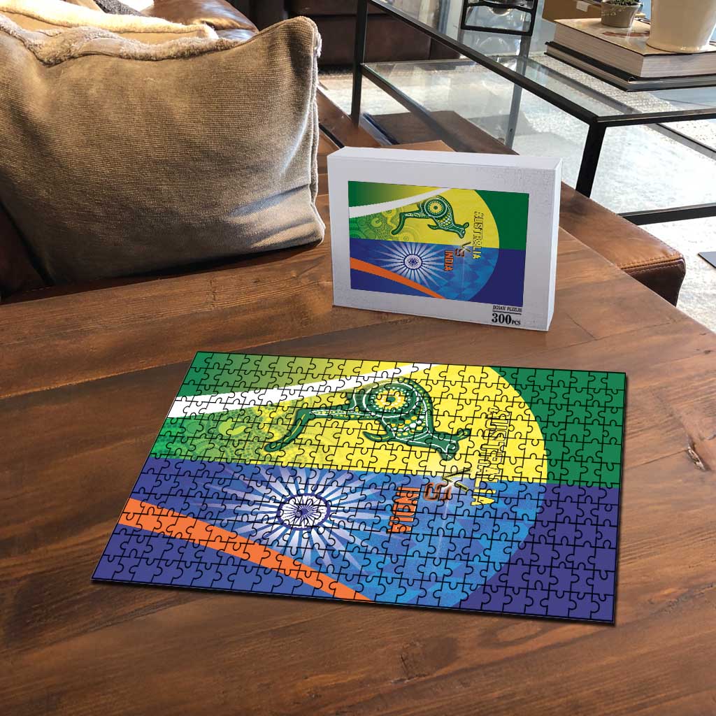 Australia And India Cricket Puzzle Ashoka Chakra With Aboriginal - Wonder Print Shop