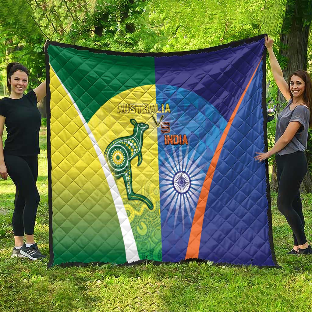 Australia And India Cricket Quilt Ashoka Chakra With Aboriginal - Wonder Print Shop