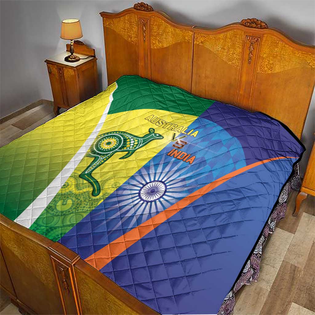 Australia And India Cricket Quilt Ashoka Chakra With Aboriginal - Wonder Print Shop