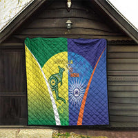 Australia And India Cricket Quilt Ashoka Chakra With Aboriginal - Wonder Print Shop