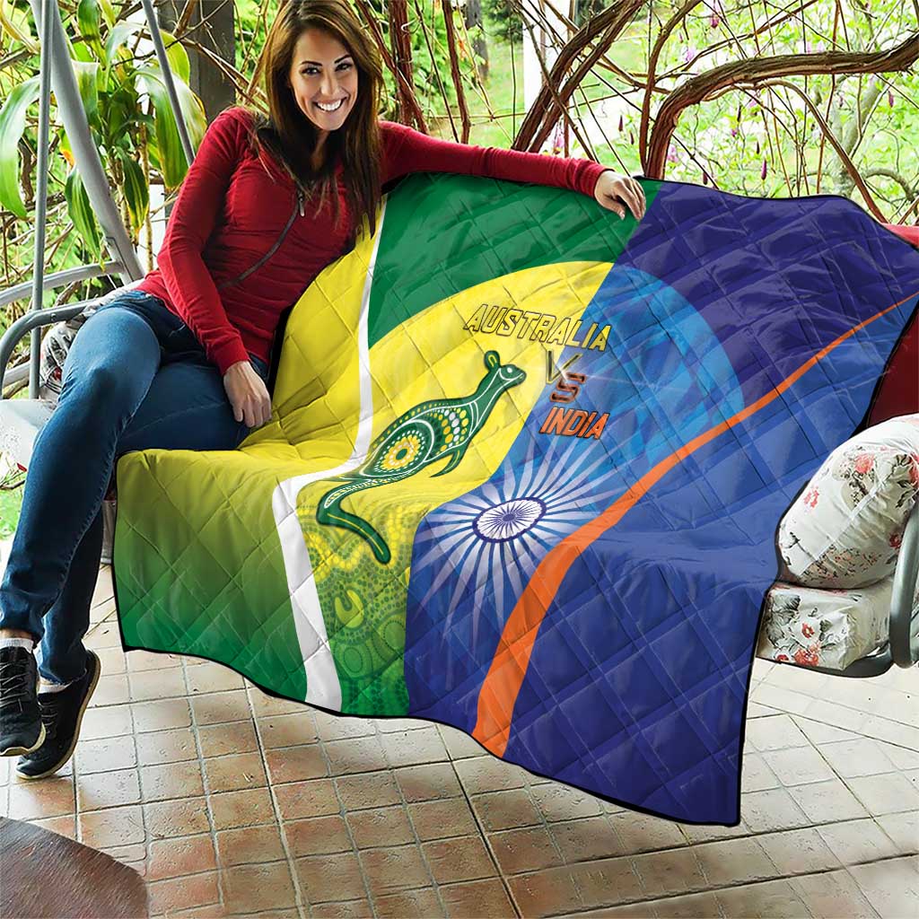 Australia And India Cricket Quilt Ashoka Chakra With Aboriginal - Wonder Print Shop