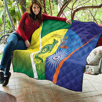Australia And India Cricket Quilt Ashoka Chakra With Aboriginal - Wonder Print Shop