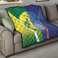 Australia And India Cricket Quilt Ashoka Chakra With Aboriginal - Wonder Print Shop