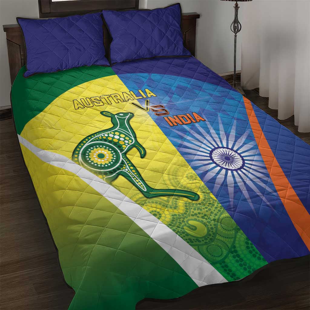 Australia And India Cricket Quilt Bed Set Ashoka Chakra With Aboriginal - Wonder Print Shop