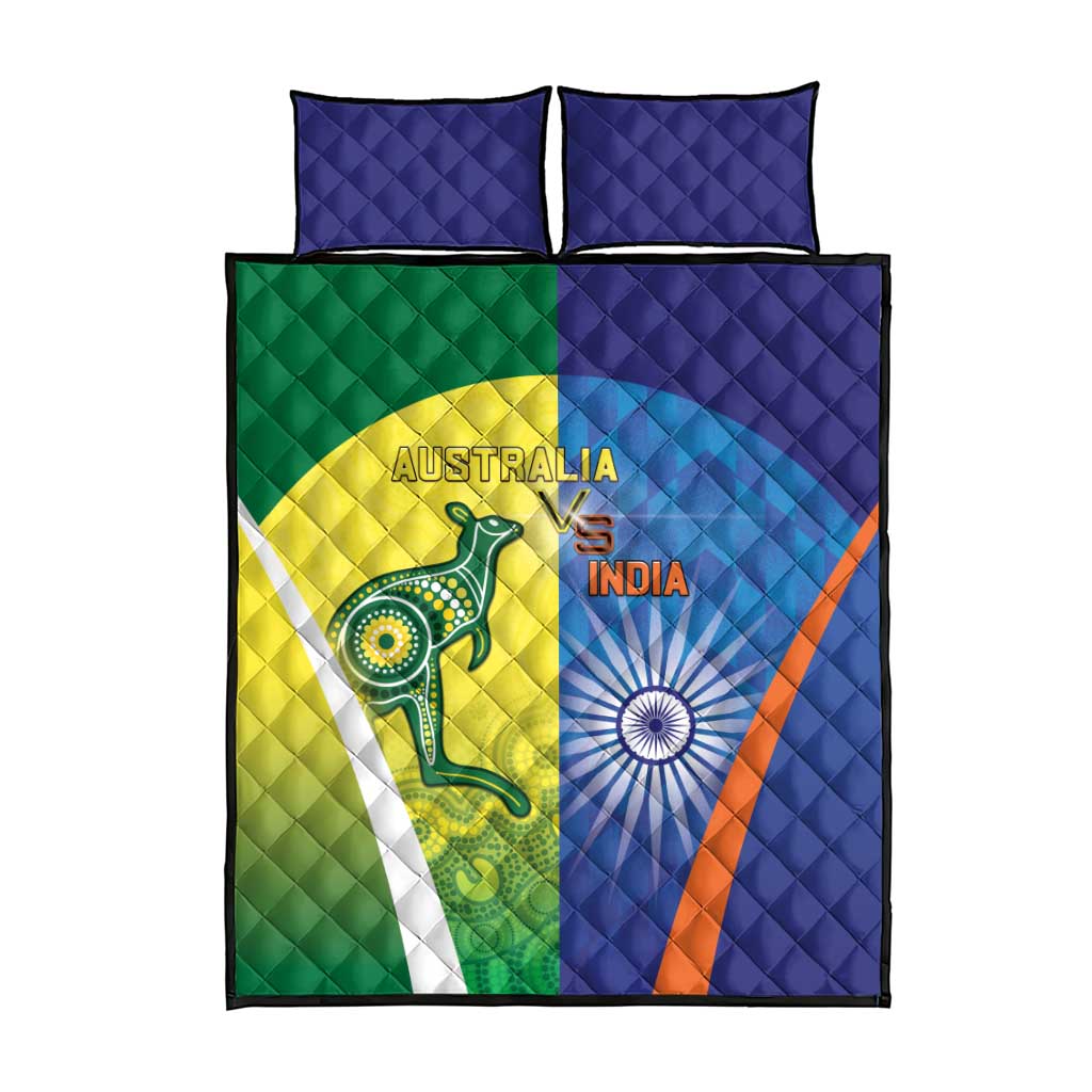 Australia And India Cricket Quilt Bed Set Ashoka Chakra With Aboriginal - Wonder Print Shop