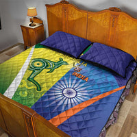 Australia And India Cricket Quilt Bed Set Ashoka Chakra With Aboriginal - Wonder Print Shop